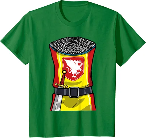 Vista 40 de Disfraz medieval de caballero de Halloween, camiseta para niños con espada de armadura, Negro, S