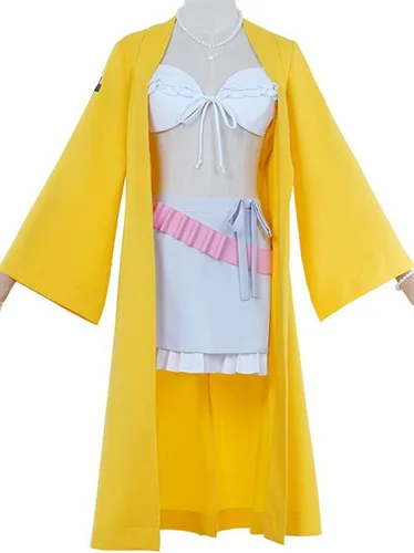 Vista 4 de Danganronpa V3 Killing Harmony Cosplay Angie Yonaga Disfraz de Halloween Amarillo Chaqueta Abrigo