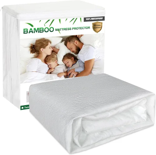 Vista 33 de Kayfia Protector de colchón impermeable, tamaño individual, suave, transpirable, tela de aire 3D, protector de colchón silencioso con bolsillo