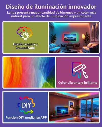 Vista 3 de Tira de luces LED RGB+IC, luz LED Bluetooth inteligente para dormitorio, tiras LED que cambian de color con 44 modos de escena (6.6 pies)