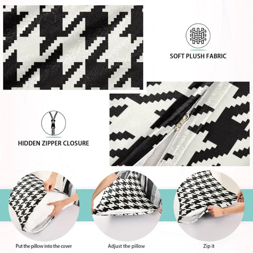 Vista 3 de Fundas de almohada clásicas de pata de gallo, tamaño estándar, transpirables, agradables a la piel, fundas de almohada suaves y acogedoras