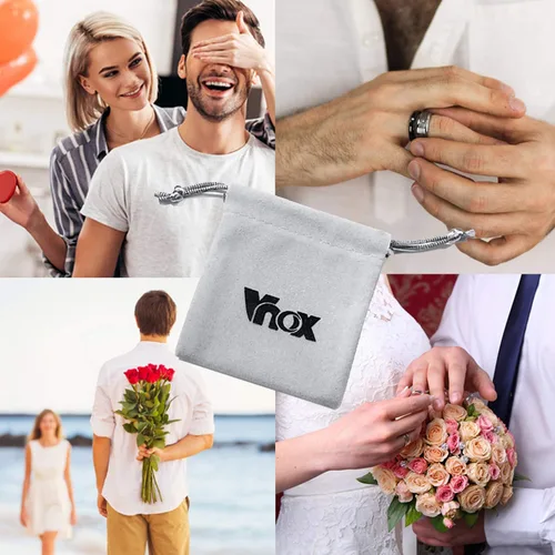 Vista 7 de VNOX Anillo de boda liso de acero inoxidable de 8MM personalizado para hombres, negrochapado en oroplata