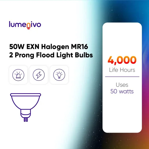 Vista 6 de lumenivo EXN Bombilla halógena MR16 50 W 2 clavijas de luz de inundación para interiores Focos halógenos, paisaje, fibra óptica - Base GU5.3 de 2