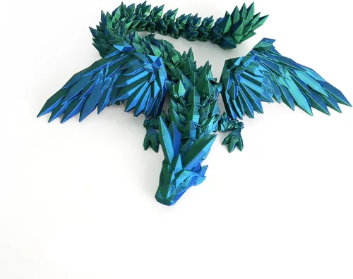 Vista 14 de Dragón Impreso en 3D - Dragón Volador de 18 Pulgadas con Alas, Juguete Fidget de Cristal Articulado XL con Alas, Decoración del Hogar, Regalo