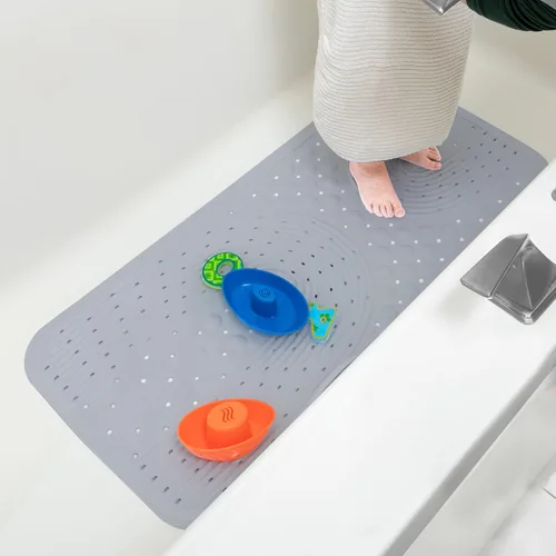 Vista 7 de Nuby Tapete de baño acolchado para bebés y niños pequeños, tapete antideslizante para ducha y bañera con ventosas, color aguamarina