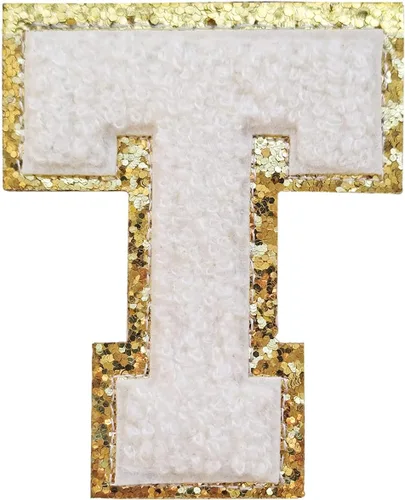 Vista 107 de 3Pcs Letter Patches Varsity Glitters Chenille,SPRT Iron on Blue Letter Patch,Alphabet Cloth Patch for Team Costume Decoration 3.1in Height S