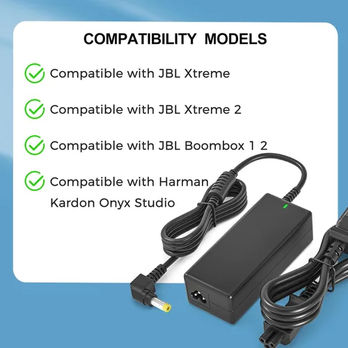 Vista 3 de Cargador adaptador de corriente de 19 V compatible con cable de alimentación JBL Xtreme/Xtreme 2 Fit for Boombox 1/2/3, Compatible with Harman