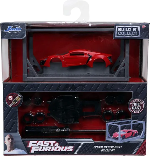 Vista 2 de Jada Toys Fast & Furious 1:55 Lykan Hypersport Build N' Collect - Kit de modelo, juguetes para niños y adultos, color rojo