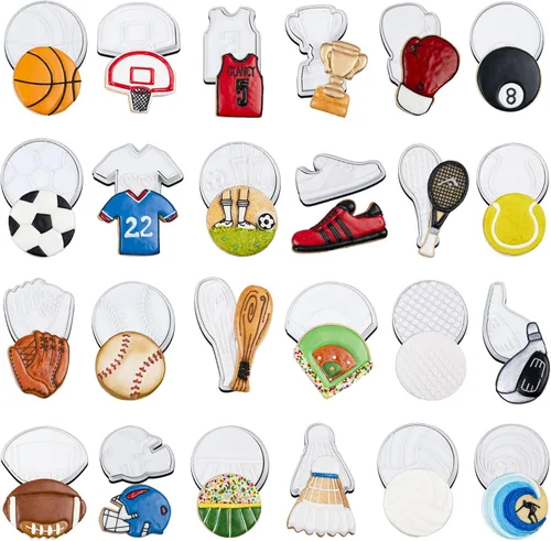 Vista 8 de Mostop Cortador de galletas deportivo con sellos, juego de 3 piezas de cortador de galletas de fútbol, fútbol, casco, juego de fútbol, herramientas
