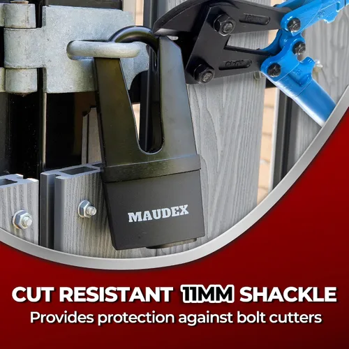 Vista 4 de Maudex® MDL60 Candado de alta seguridad para uso en exteriores – [10 llaves] – [Cilindro antitaladro, antipúas] – Cerradura ideal para unidad