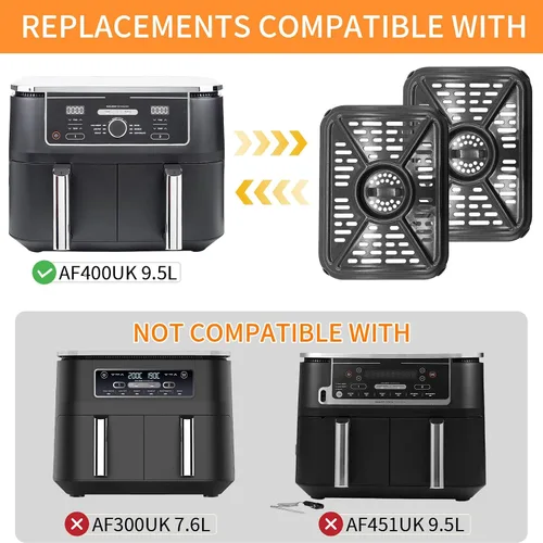 Vista 3 de Sartén para freidora de aire Ninja Foodi DZ401 DZ550 10QT DualZone Freidoras de aire, placa de repuesto para freidora de aire, accesorios