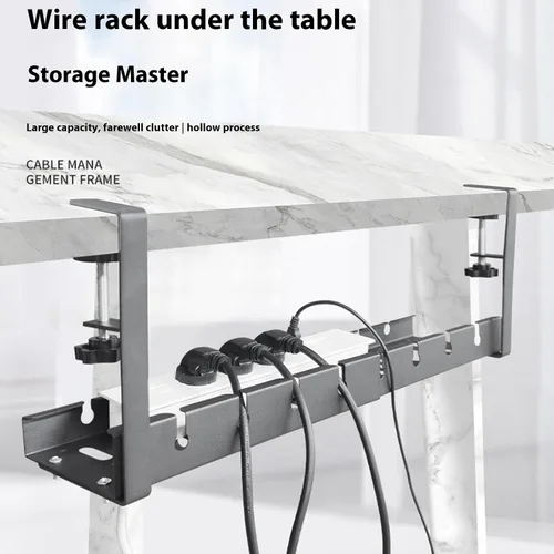 Vista 8 de Space Saving Under Desk Cable Tray Adjustable Length 15.75-20.47 Inches Holds 20lbs Not Drilling Required for Home Not Drill Cable Organizers