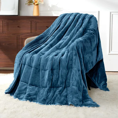 Vista 21 de Uttermara Mantas con peso para adultos, tamaño matrimonial, manta de 12 libras, 48 x 72 pulgadas con forro polar sherpa de felpa suave y cálida