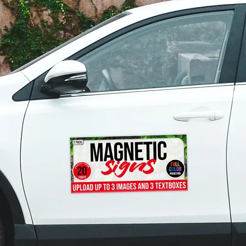 Vista 9 de Paquete de 2 letreros magnéticos personalizados para vehículos, imanes de automóvil personalizados para empresas, letreros magnéticos personalizados