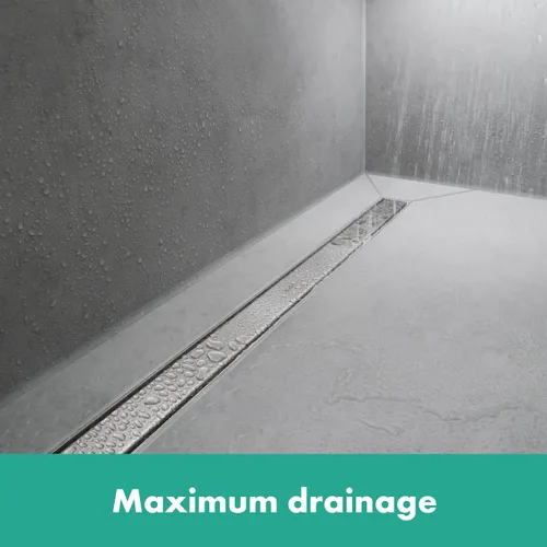 Vista 10 de hansgrohe RainDrain Match Boardwalk - Drenaje de ducha lineal para 27 5/8 pulgadas, con marco de altura ajustable en acero inoxidable cepillado