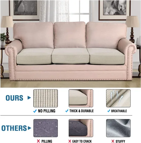 Vista 141 de H.VERSAILTEX - Fundas elásticas para cojín de sofá individual, fundas de asiento para silla de sofá, protector de cojín con tejido jacquard de sarga