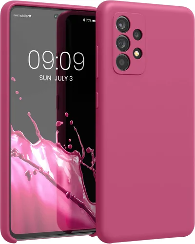 Vista 30 de kwmobile Funda compatible con Samsung Galaxy A32 5G - Funda de silicona TPU con acabado suave - Rosa impresionante