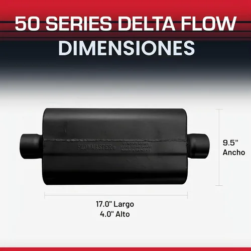 Vista 8 de Flowmaster 943050 50 silenciador Delta Flow con entrada 3.00 y salida 3.00, sonido moderado. Sonido moderado, acero aluminizado de calibre 16