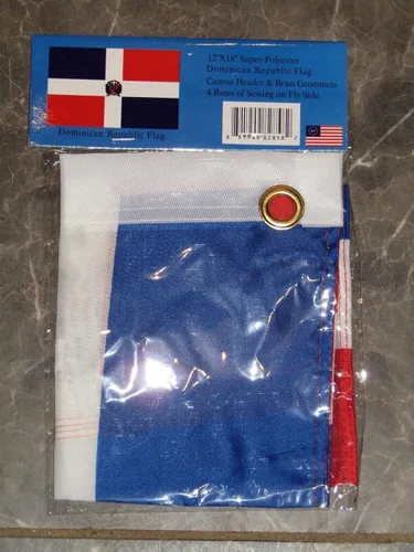 Vista 3 de Ant Enterprises Bandera de 12 x 18, 12 x 18 pulgadas, diseño de país de República Dominicana, barco, motocicleta, con ojales de latón