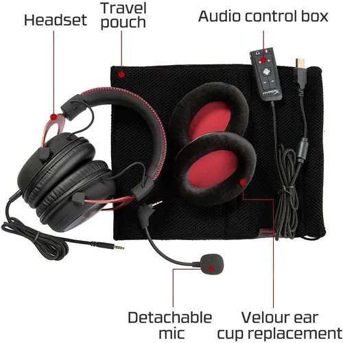 Vista 5 de HyperX Cloud II Gaming Headset para PC y PS4 y Xbox One Nintendo Switch - Rojo KHX-HSCP-RD renovado