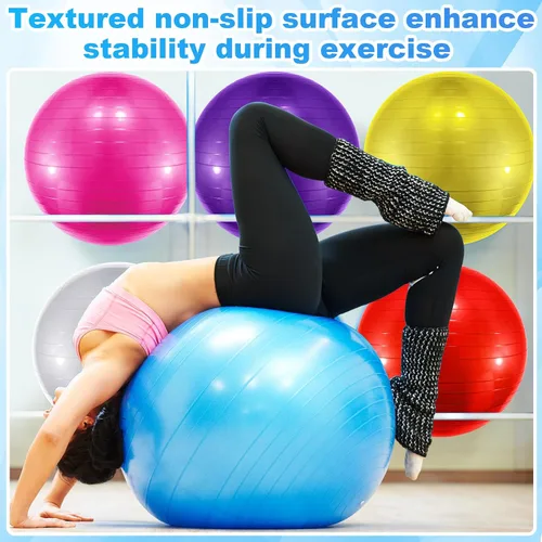 Vista 5 de Jexine Pelota de yoga, pelota de ejercicio de PVC, estabilidad, equilibrio, silla de bola de yoga, bomba rápida para entrenamiento físico, embarazo