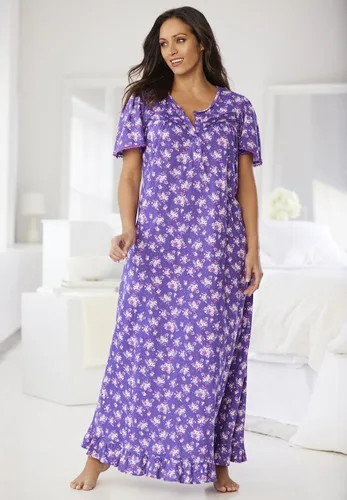 Vista 6 de Dreams & Co. Pijama largo de algodón con estampado floral para mujer, talla grande