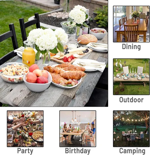 Vista 6 de Mantel rectangular elástico ajustable, con textura de madera de granja, cubierta de mesa de poliéster para mesa de bufé, picnic, cafeterías Mantel