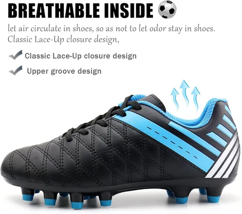 Vista 3 de brooman Tacos de fútbol atléticos para niños y niñas, zapatos de fútbol para exteriores