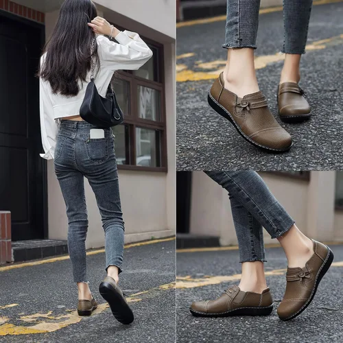 Vista 6 de LAZYPOP Mocasines de cuero clásicos y cómodos para mujer, bonitos zapatos de vestir informales, ligeros, para caminar, zapatos planos