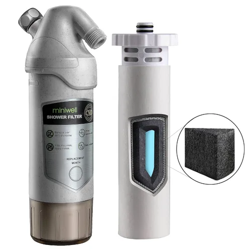 Vista 9 de miniwell L720-Plus - Sistema de filtro de ducha para baño de agua dura y pozo, elimina cloro, metales pesados e impurezas de sedimentos, bueno