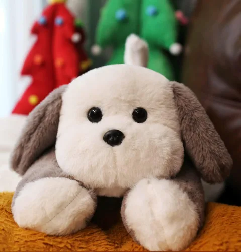 Vista 5 de uoozii Animales de peluche de perro gris con peso de 16" 3 libras con almohadilla térmica para microondas sin aroma, lindo peluche