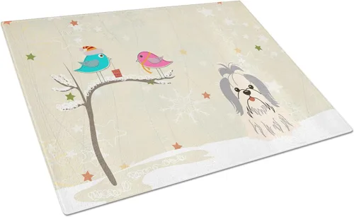 Vista 71 de Caroline's Treasures BB2513LCB - Tabla de cortar de vidrio con texto en inglés "Christmas Presents between Friends" Airedale Terrier - Tabla