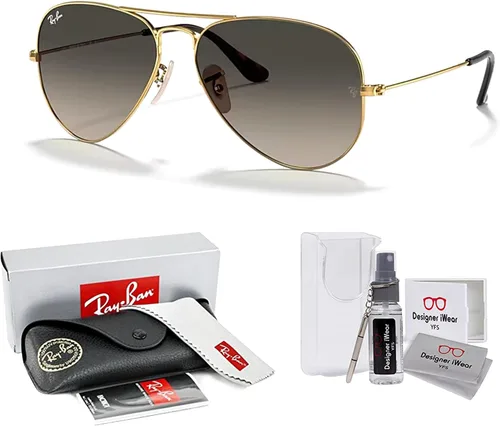 Vista 34 de Ray-Ban RB3025 - Lentes de sol de aviador de metal para hombre y mujer + paquete con kit de cuidado de gafas iWear de diseñador