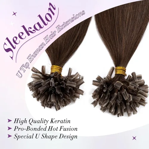 Vista 2 de Extensiones de cabello humano con punta en U, con queratina de fusión caliente, extensiones de cabello humano real, extensiones de cabello Remy