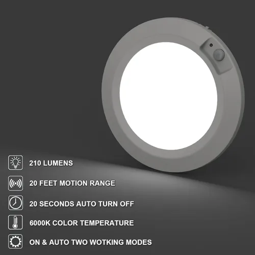 Vista 4 de Luces LED de armario con sensor de movimiento para interiores, funciona con pilas, 210LM 6000K, blanco frío para lavandería, escalera, pasillo