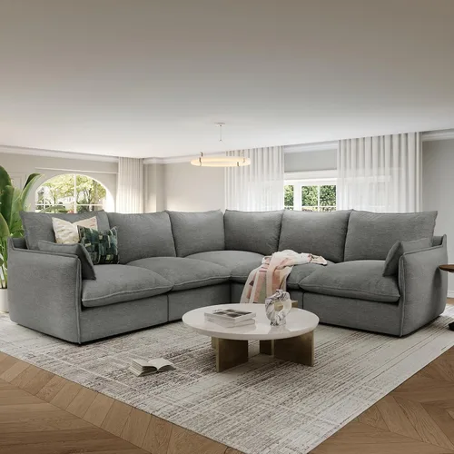 Vista 12 de Sofás modulares de 69.2 pulgadas para sala de estar, respaldo alto impermeable, sofá modular con relleno de plumón, sofá biplaza convertible
