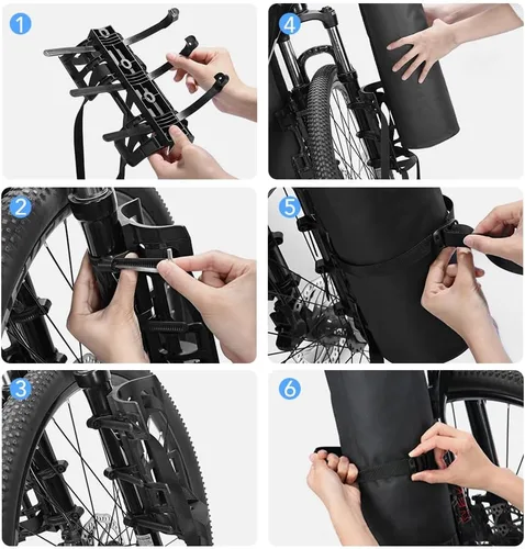 Vista 6 de LIXADA Bolsa de horquilla de bicicleta de 3L/7L - Bolsa seca impermeable, diseño superior enrollable, bolsa ligera para horquilla de bicicleta