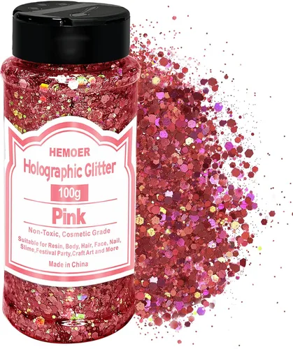 Vista 15 de HEMOER Purpurina Gruesa Holográfica, 12 Colores de Lentejuelas Brillantes, Conjunto de Purpurina de Poliéster Exclusivo Mixto para Resina Epoxi