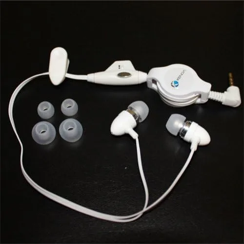 Vista 2 de Auriculares intrauditivos retráctiles con aislamiento de sonido de bala de metal blanco Auriculares manos libres con micrófono para iPod Touch 1ª