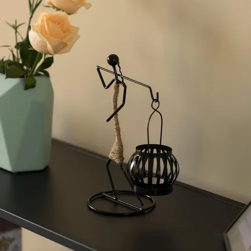 Vista 5 de Portavelas de alambre decorativo moderno lámpara de té lámpara de mesa centro de mesa soporte de vela, transporte trasero