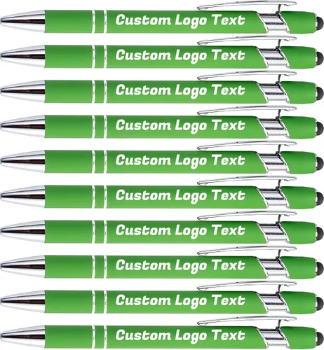 Vista 12 de Bolígrafos personalizados con nombre, texto, logotipo, bolígrafo personalizado para eventos de oficina de negocios con lápiz óptico para pantalla