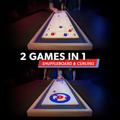 Vista 3 de GoSports Juego de Shuffleboard y Curling 2 en 1 de Mesa