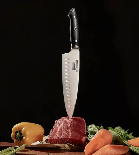 Vista 8 de Ergo Chef Pro Series 2.0 - Cuchillo de chef de 8 pulgadas, hoja de acero inoxidable forjado de alto carbono 7Cr17MoV con mango ergonómico de madera