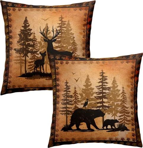 Vista 36 de Giwawa Juego de 2 fundas de almohada de calabaza otoñal de 16 x 16 pulgadas, fundas de cojín de algodón de madera de girasol para sofá, patio