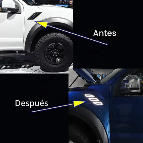 Vista 2 de Luces LED de Marcador Lateral del Parachoques para Ford Raptor F150 2015-2020, Luz de Marcha Diurna Blanca/Ámbar Switchback con Señal de Giro Luz