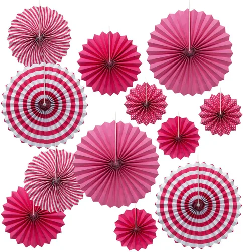 Vista 8 de ONUPGO Paper Fans - Juego de abanicos de papel para colgar en fiestas, color negro, 12 unidades, decoración de fiesta mexicana, pancarta colgante