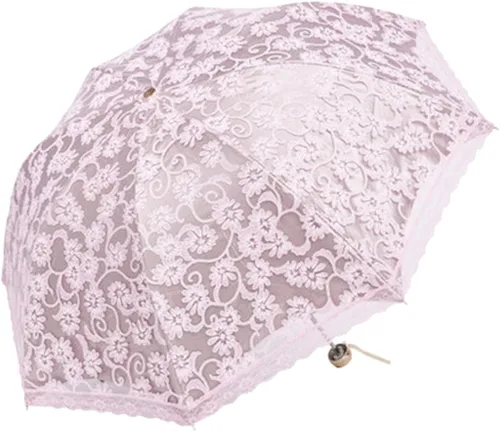 Vista 18 de Honeystore Sombrilla de viaje de encaje plegable anti-uv paraguas bordado a prueba de viento 2 Plegables Negro