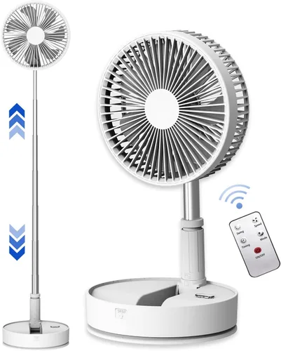 Vista 8 de UN UNITEDTIME Ventilador plegable oscilante plegable con control remoto, ventiladores a batería de 10800 mAh, portátil para exteriores, patio