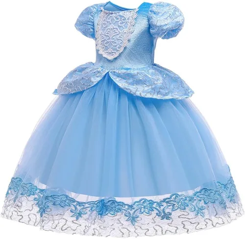 Vista 35 de Vestido de cumpleaños de princesa Cenicienta para niñas, disfraz de Halloween, concurso de Navidad, fiesta de baile con accesorios