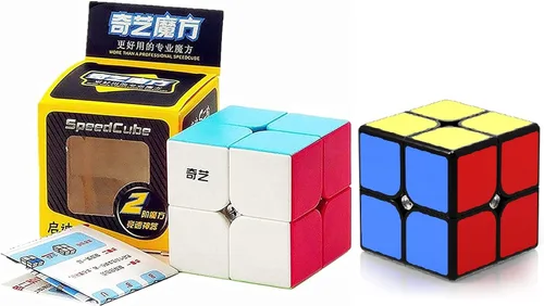 Vista 5 de Paquete de 2 rompecabezas Qiyi Qidi S de 2 x 2, cubo mágico de color sin calcomanías, velocidad GINFH